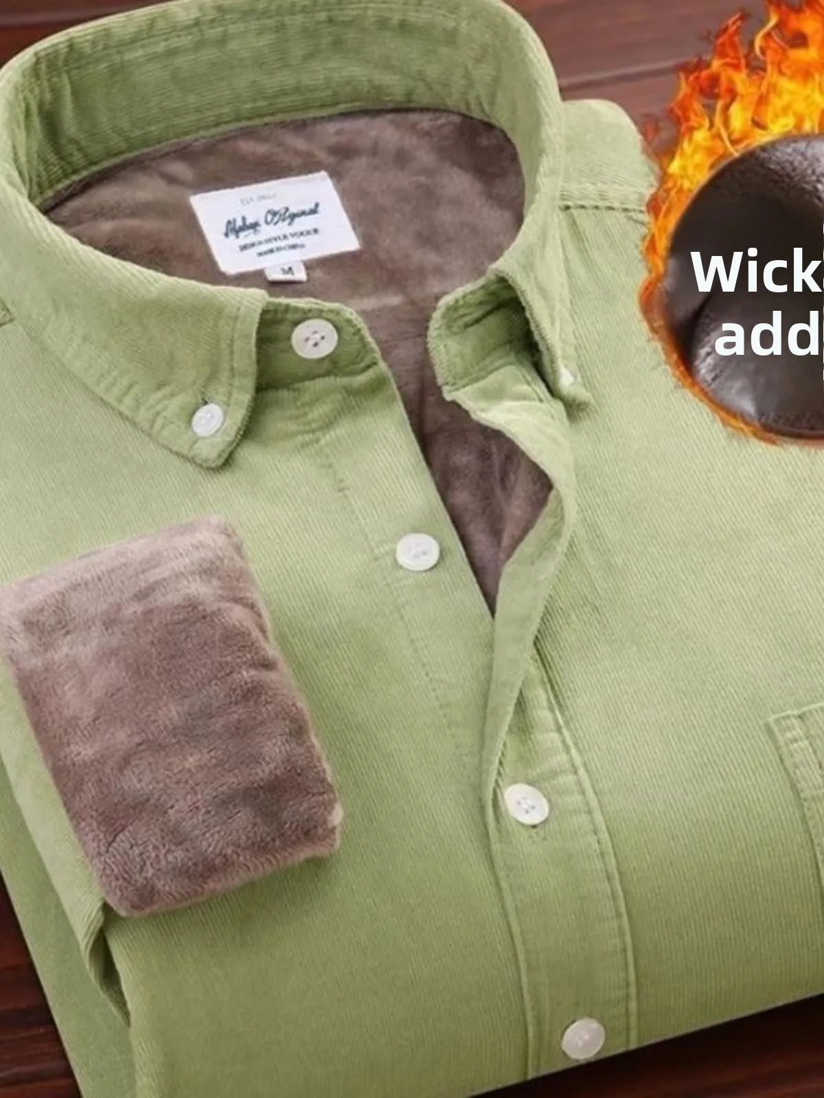 Thickened Fleece Lined Corduroy Men's Warm Shirt Long Sleeve Pure Color Korean Style Winter Fashion Casual Business Dress Shirt