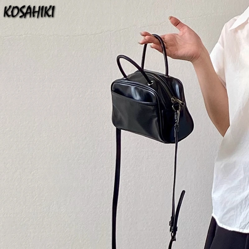 

PU Leather Solid Vintage Punk Shoulder Bags Y2k Aesthetic Simple All Match Clutches Korean Women Streetwear Handbags Crossbody