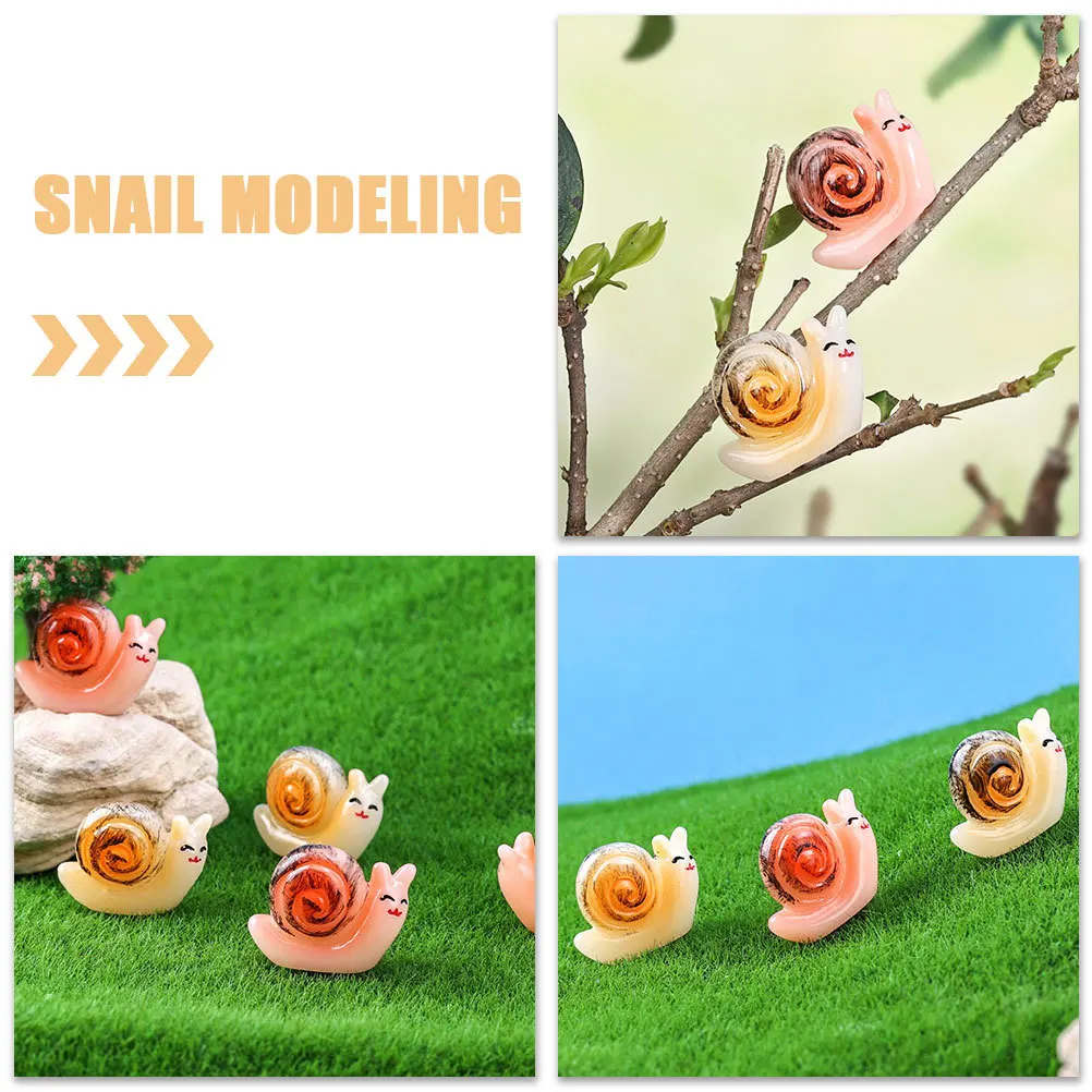 

10pcs Resin Figure Cute Garden Decor For Lawn Yard Balcony Desktop Courtyard Accessory Snail Courtyard Snail Ornament Ornament