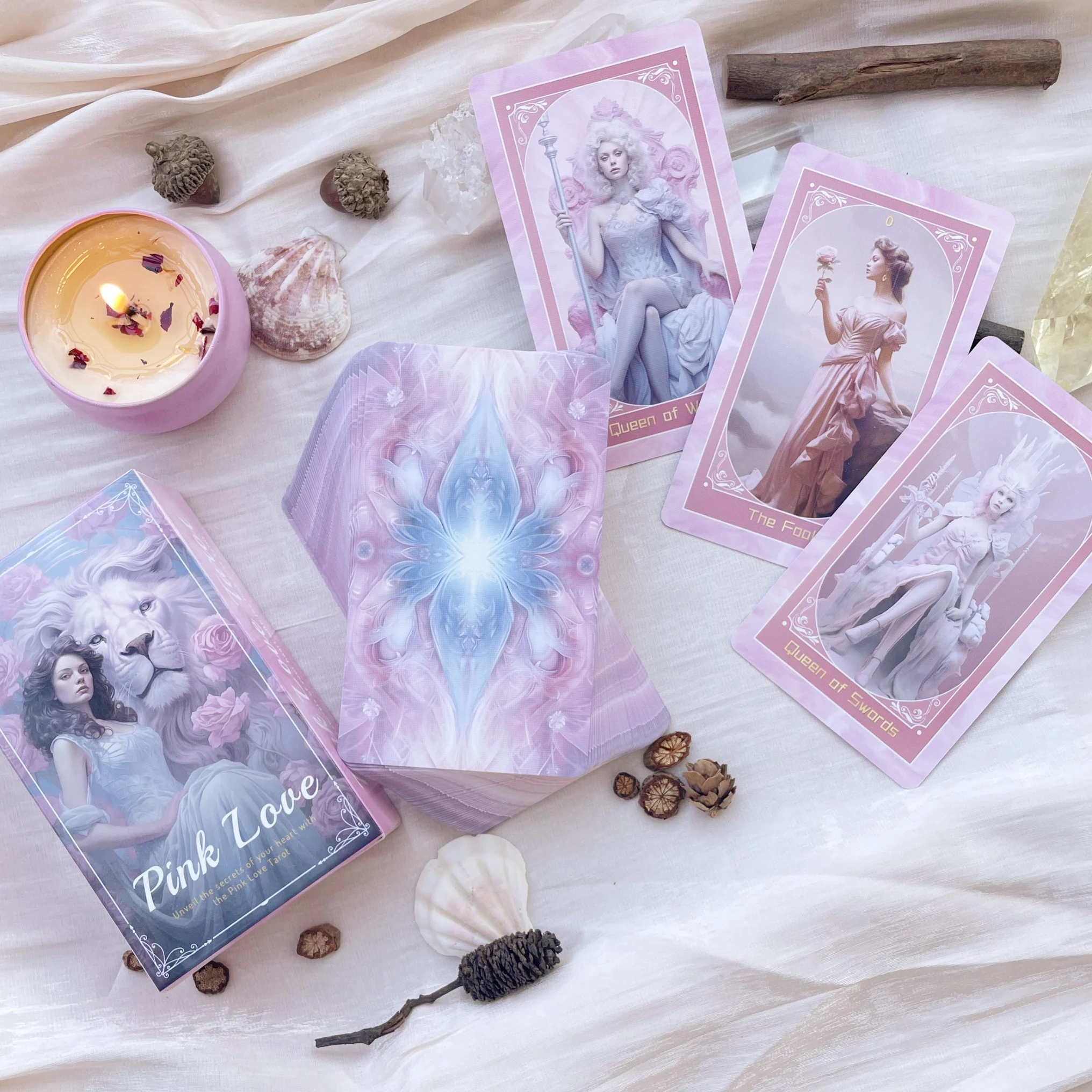 Genuine New Professional Divination Deck Pink Love Tarot Spanish 78 Beginners 12x7cm High Quality