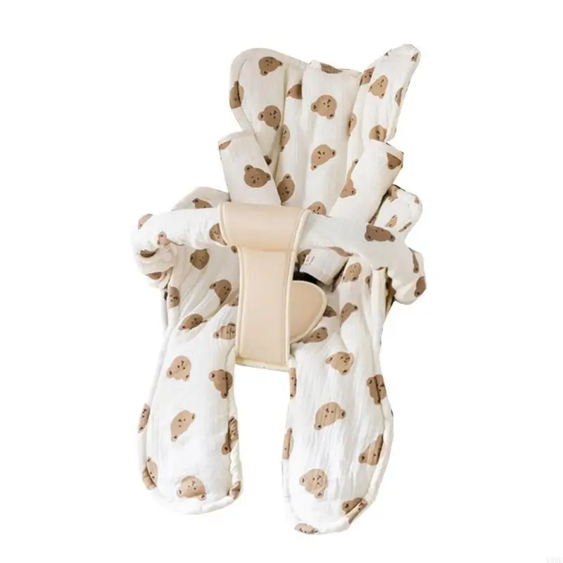 

E06F Pushchair Seats Liner Insert Cover Seats Belt Armrest Pad Seats Cushion Shoulder Strap Handrail Pad with Printed Pattern