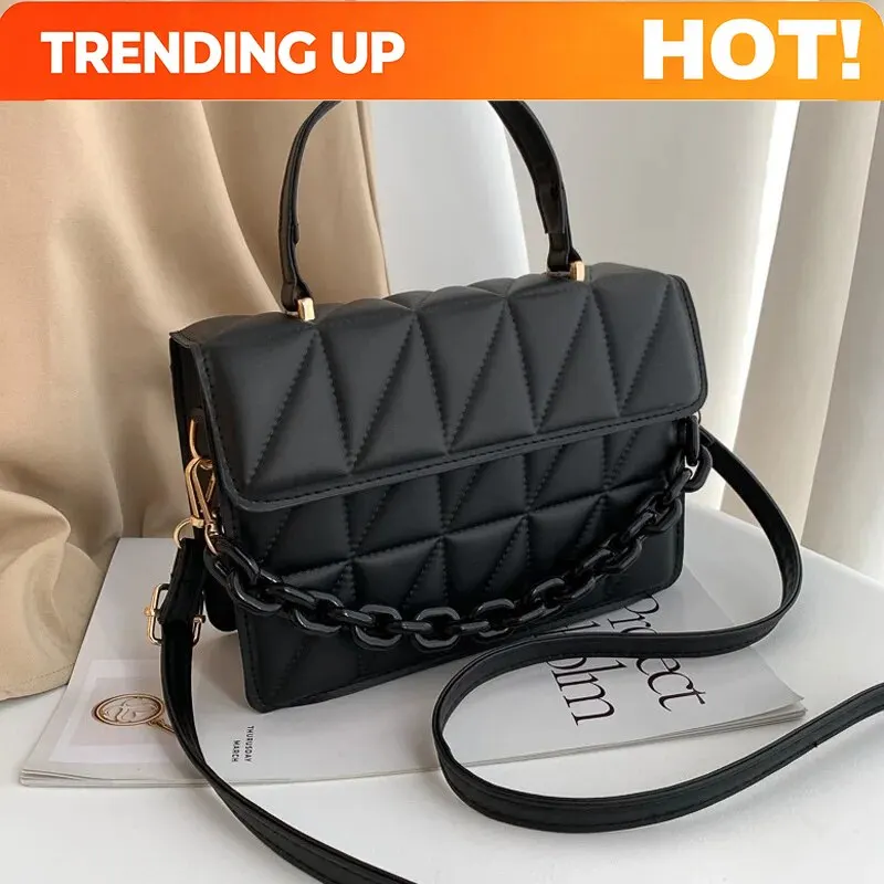 Square Plaid Small Handbags Crossbody Bags For Women, Chain Shoulder Bag For Travel