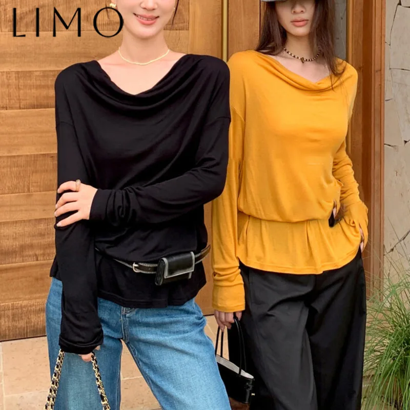 

LIMO Elegant Solid Color Draped Neck Blouse With Waist Bag - Slim Fit, Fashionable, Versatile, Casual Chic, Relaxed Style