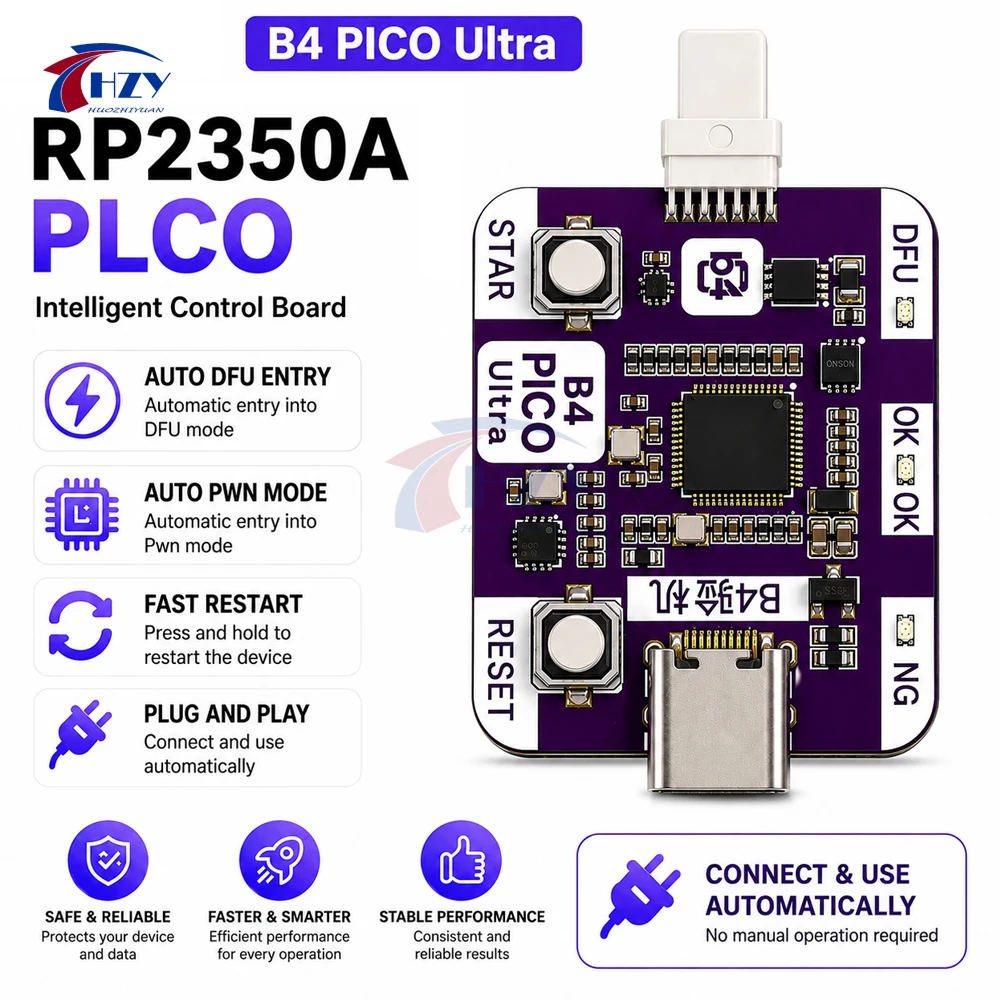 RP2350A B4 3-in-1 PICO DFU Tool One-Click DFU PWN Restart Chip for iPhone XR to 11 Pro Max iOS Phone Motherboard Repair Tools
