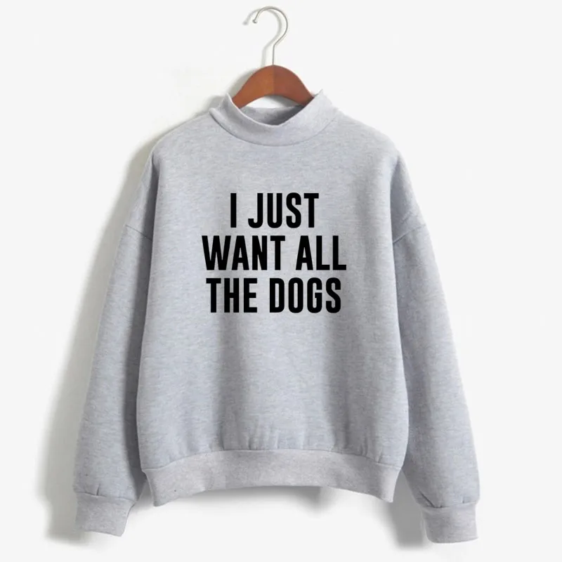 

I JUST WANT ALL THE DOGS Print Women Sweatshirt Korean O-neck Knitted Pullover Thick Autumn Winter Candy Color women Clothes