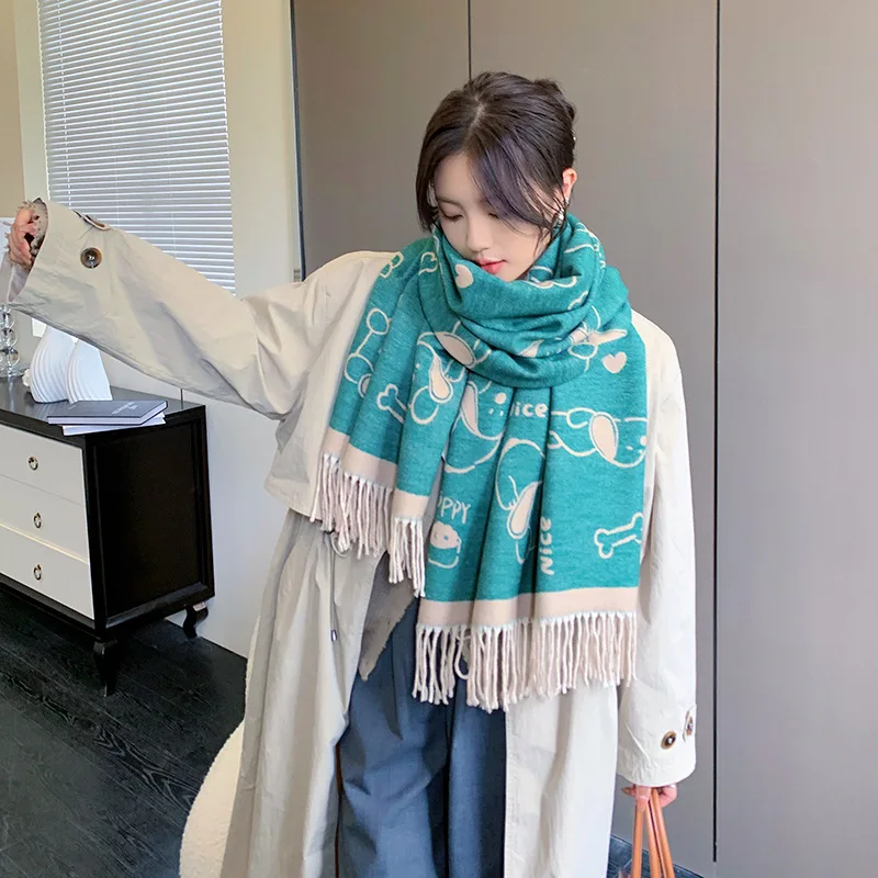 2024 New Women Autumn and Winter Printing Fashion 100% Cashmere Scarf Universal Temperament Double-sided Warm Neck Scarf Shawl