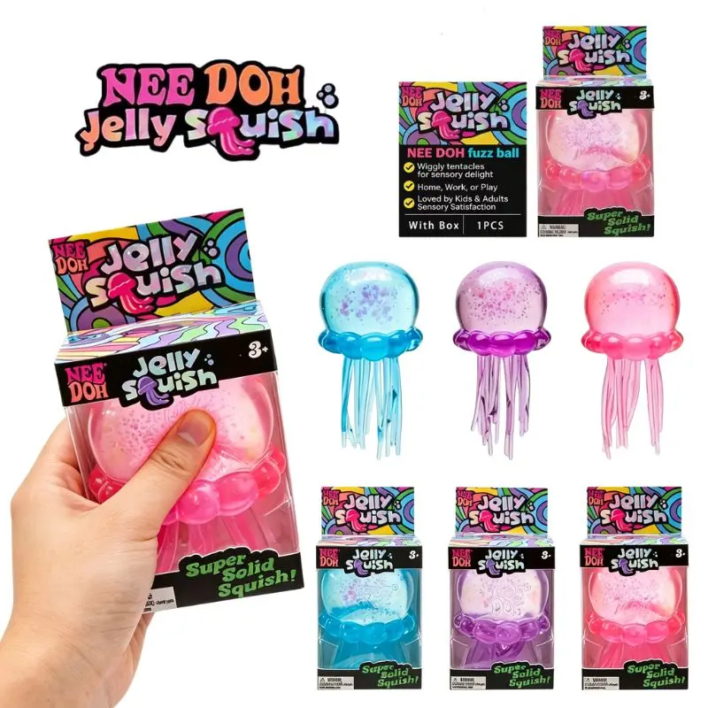 Schylling Confirmed Needoh Fuzz Ball Jellyfish Squishy Blind Box, Juguete Antiestrés y Antiansiedad para Apretar, Accesorio para Fiestas, Regalo, Venta al por Mayor