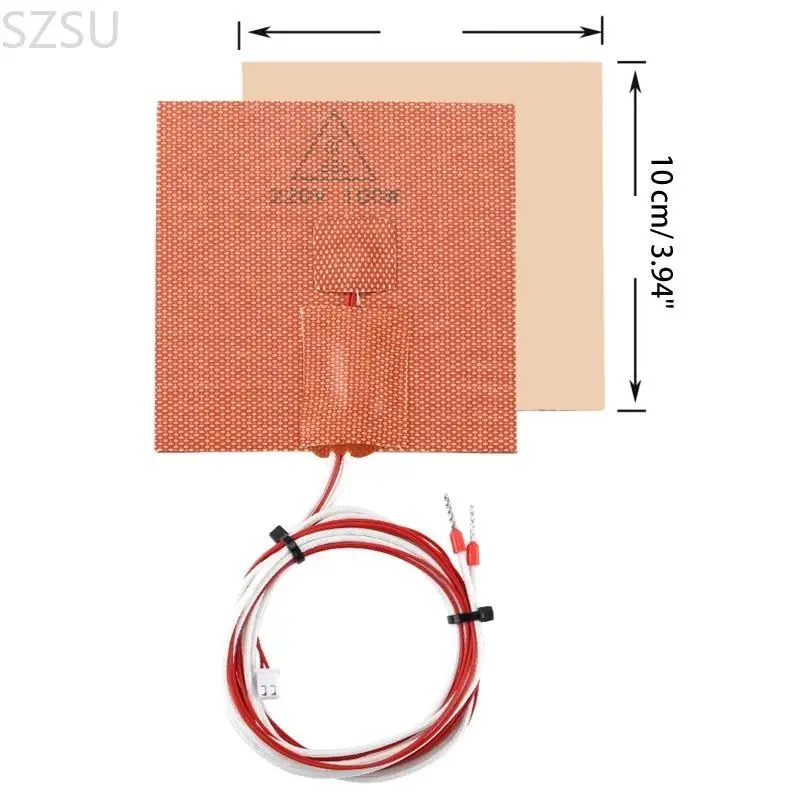 SZSU Heated Bed Printer Heat-bed Pad Silicone Heater & for Voron V0 Printer 100W 220V 100X100mm/3.9x3.9in