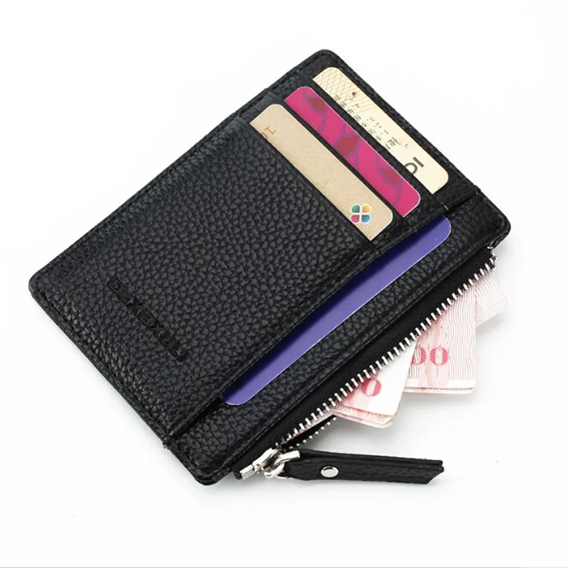 Mini billetera de cuero PU para hombre y mujer, tarjeteros con ranuras para tarjetas de crédito, cartera corta con bolsillo para monedas y cremallera, nueva