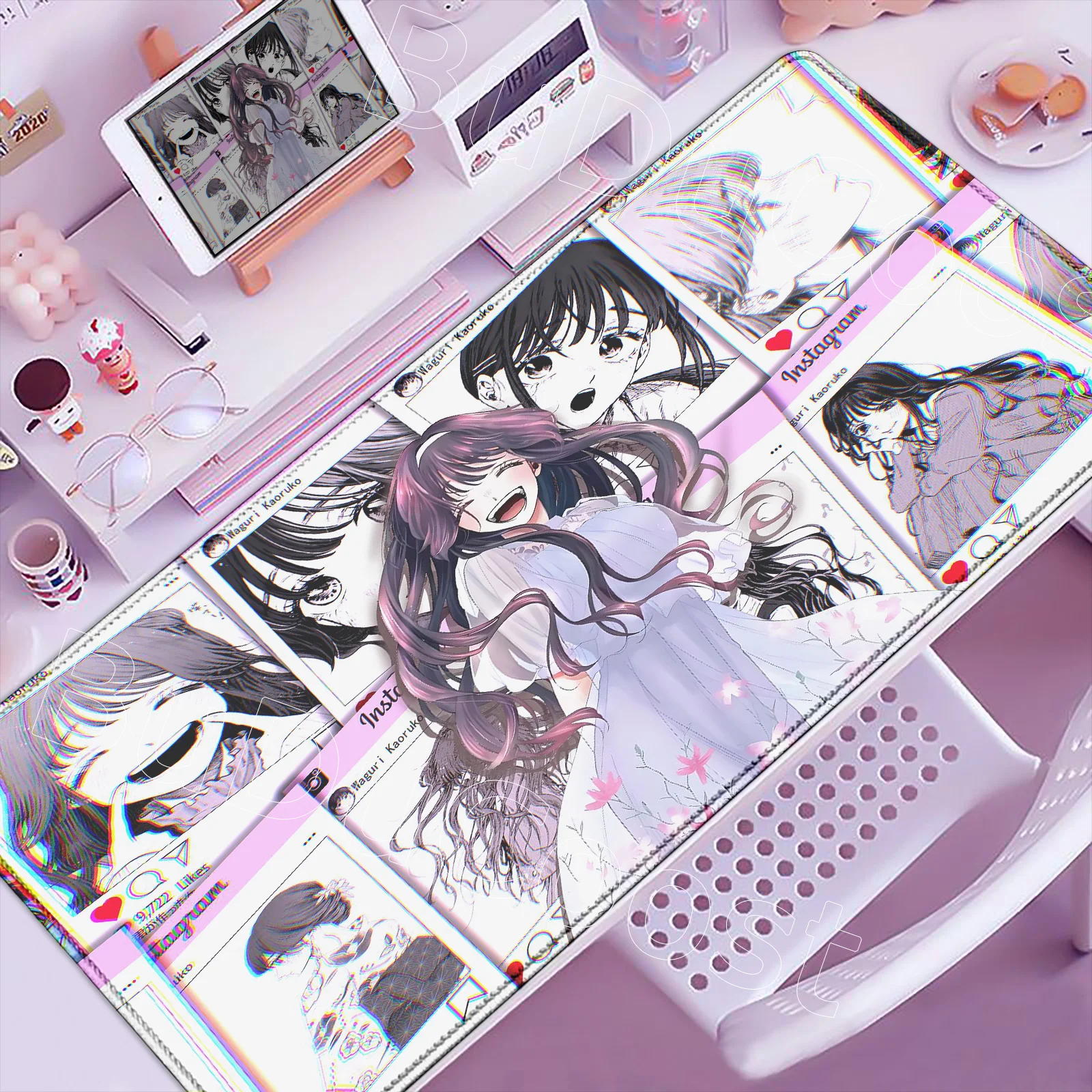 Новый коврик для мыши в стиле аниме The Fragrant Flower Blooms with Dignity, милый коврик для мыши Kawaii Girl Kaoruko Waguri, настольный коврик с HD принтом, геймерский коврик для клавиатуры