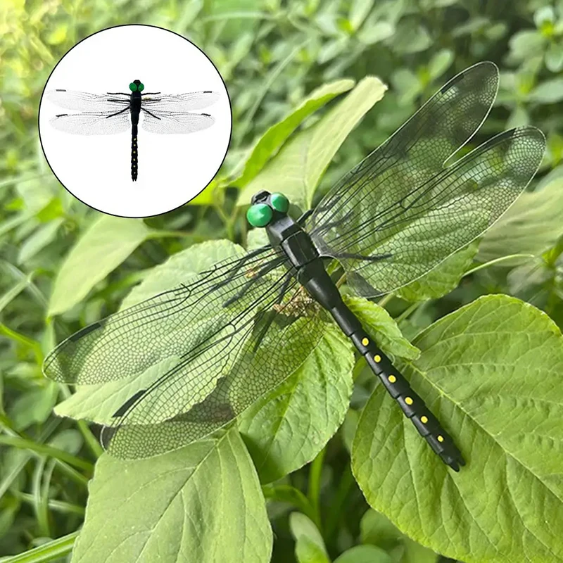 Repelente de mosquitos al aire libre, simulación de libélula grande, varilla de inserción de libélula, repelente de mosquitos, modelo de Dios, juguete de longitud de ala de 14cm