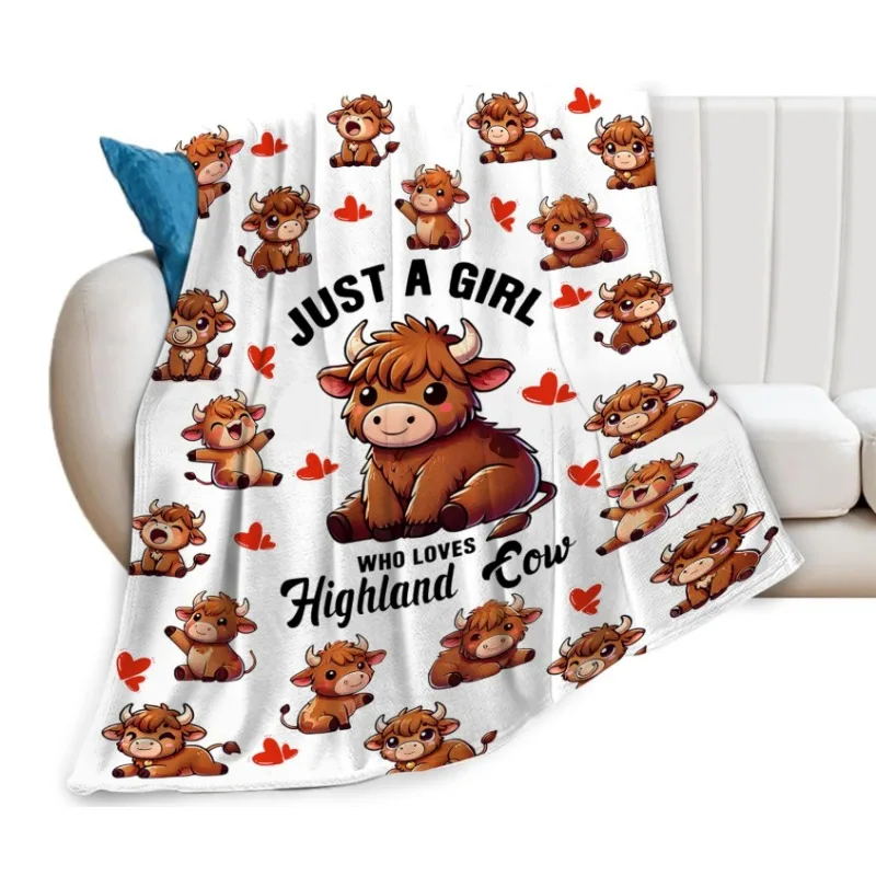 ผ้าห่มลายวัวชนบทสุดน่ารัก ผ้าห่มกำมะหยี่เนื้อนุ่มสำหรับวัยรุ่น เด็กชาย เด็กหญิง ผู้ใหญ่ ผู้หญิง เหมาะสำหรับการเดินทาง