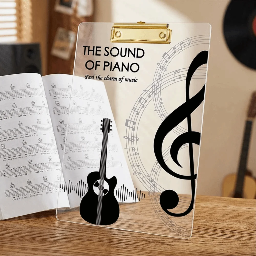 

Music Theme Paper Clip Board Thickened Transparent A4 File Folder Portable Writing Tablet Writing Clipboard Ticket Holder
