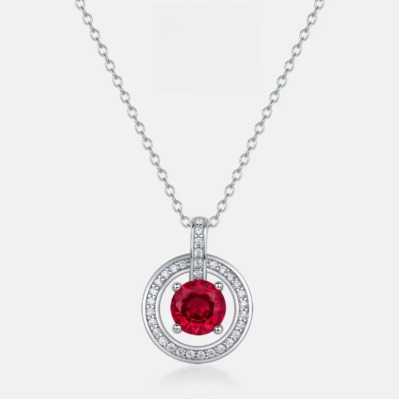 

Культивировать цепочку на ключицу с красными бриллиантами S925, посеребренное 18-каратное золото, платиновое женское ожерелье PT950