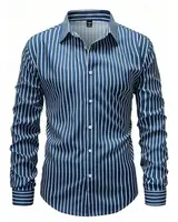 Camisa de hombre Camisa casual Camisa con botones Manga larga Rayas verticales Solapa Ropa diaria Ropa Moda Casual Cómoda