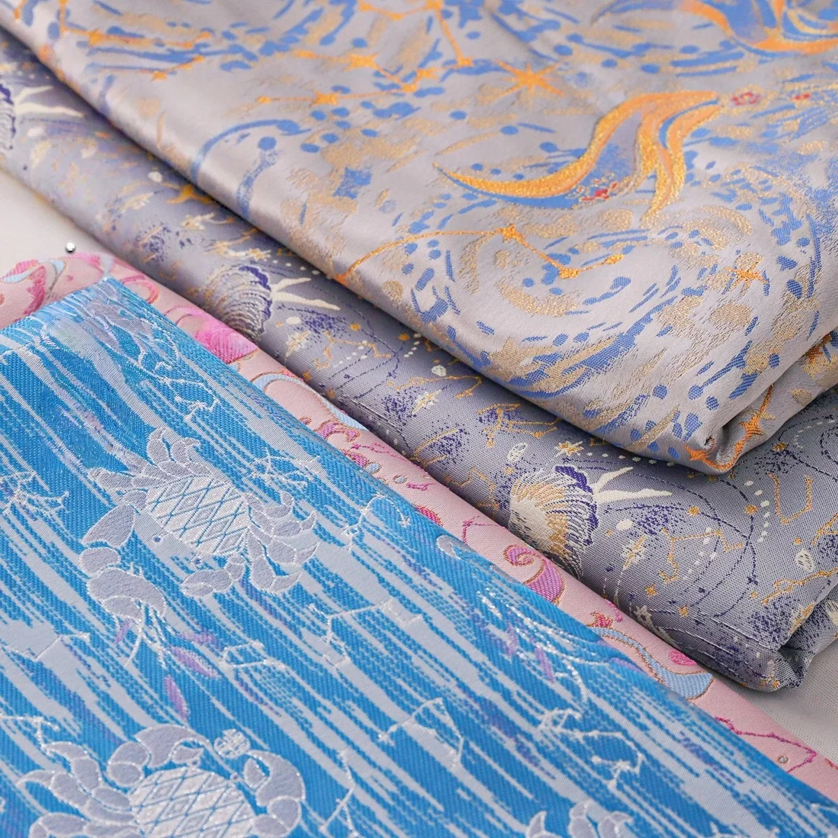 Astrologischer Goldfaden-Jacquard-Brokatstoff, himmlisches Muster, elegantes Kleid, Rock, Weste, Schneiderei, DIY Couture-Designer