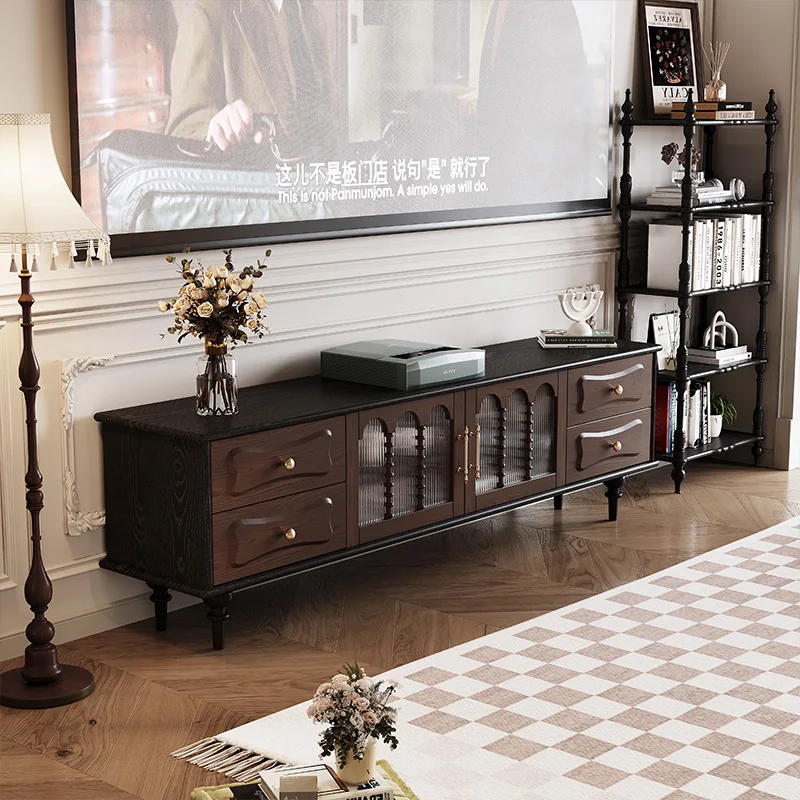 

American Light Luxury Solid Wood TV Stand Living Room Table Retro Senior Sense Cabinet Armoire Avec Tv Household Furniture