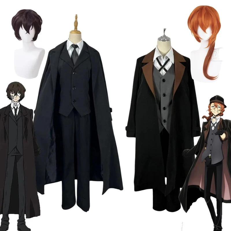 g'7,n\5;e,8\v,5/Anime Bungou Stray Dogs Nakahara Chuuya Cosplay Costume Wig Hat Glove Jacket Pants Female Dazai Cosplaf;4'v.7/n\ view 2