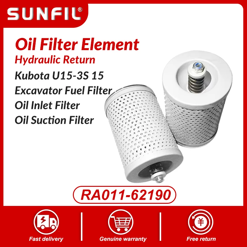 

Hydraulic Return Oil Filter Element RA011-62190 For Kubota U15-3S 15 Excavator Fuel Filter Oil Inlet Filter Oil Suction Filter