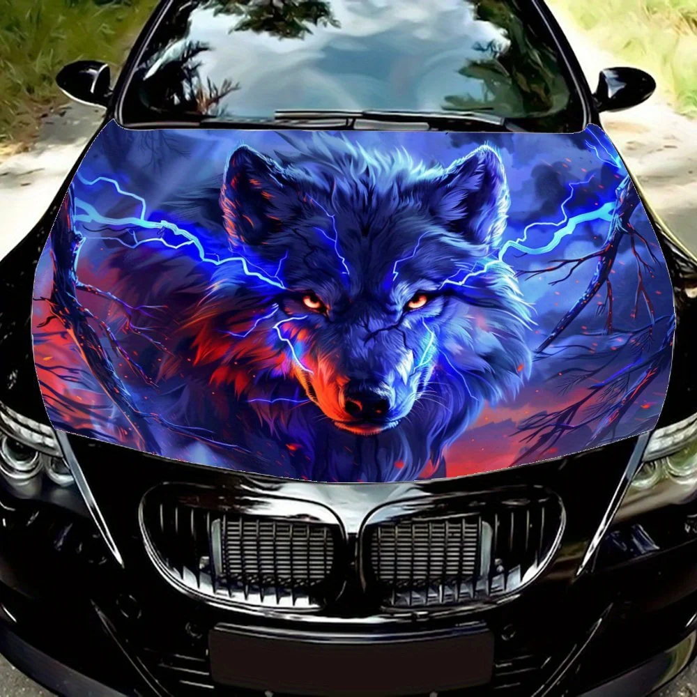 

Storm Awakened Wolf Soul Graphic Car Vinyl Wraps, Vinyl Car Bonnet Graphics, Wild Charm Graphic Design