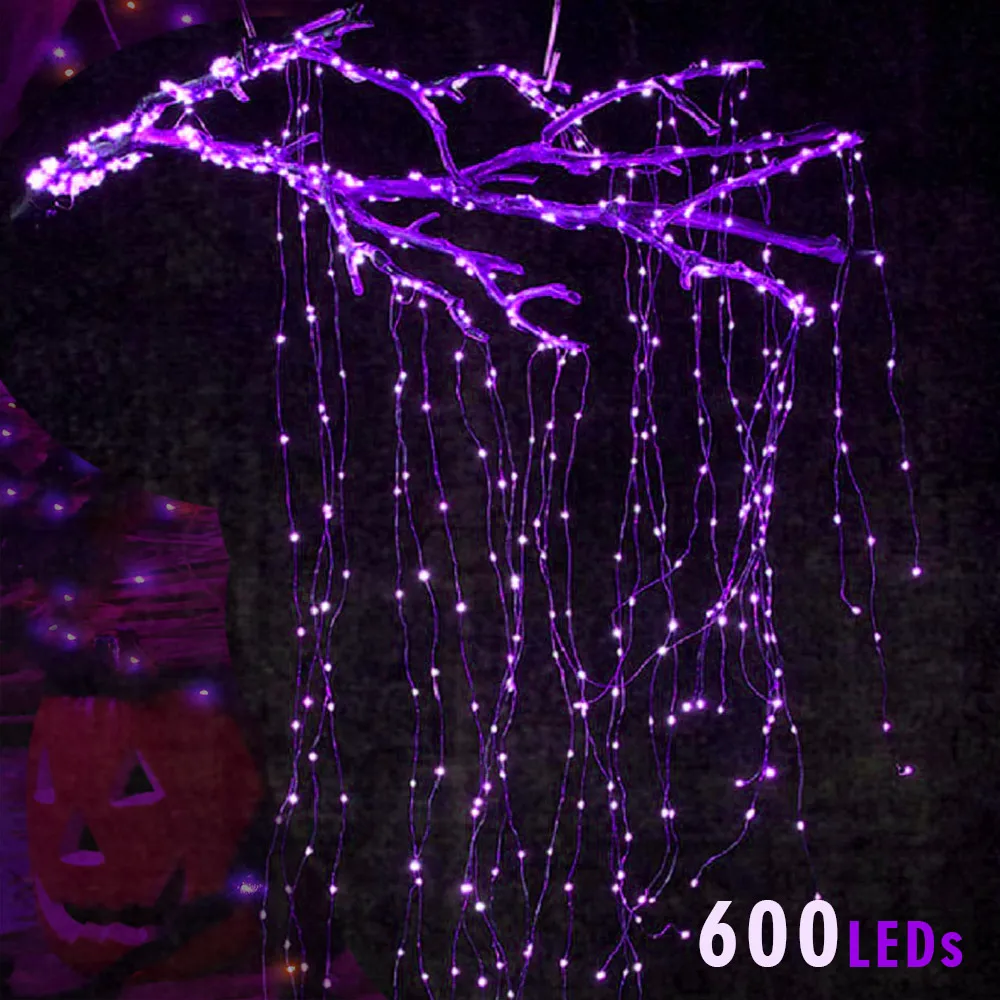 

100 светодиодных гирлянд на Хэллоуин, гирлянда в виде рождественской елки, освещение, праздничные украшения, украшения для комнаты для дома