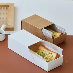 10/20Pcs Disposable Snack Boxes Hot Dog Toast Paper Boxes Sandwich Packaging Take Out Box Bread Packaging Holder