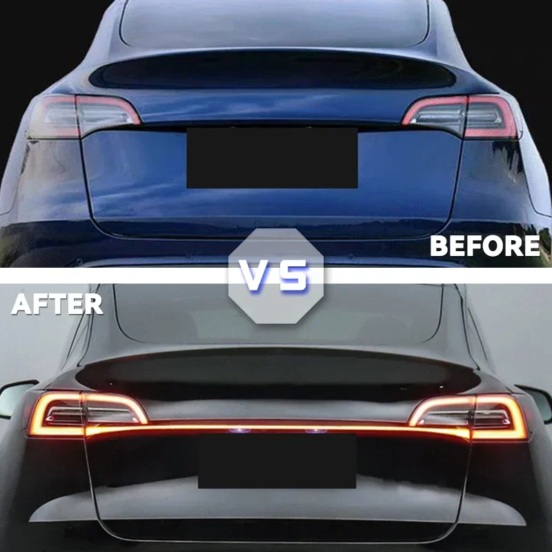 For Tesla Car Model 3 Y 2019-2023 LED Rear Through Taillight Trunk tail door light bar Brake Lamp Turn Signal Light