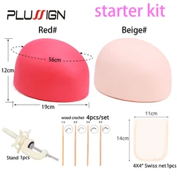 Silicon Half Mannequein Head For Making Closures Frontal Wigs 4*4 Closure Lace Net With 4Pcs Ventilating Needles 1Pcs Wig Stand