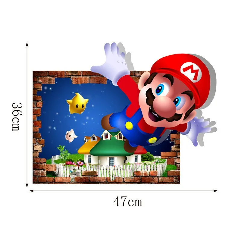 Mario Bros Wall Stickers Kids Room Kindergarten Decorate Action Figure Toys Luigi Peach Cute Waterproof Sticker Gift