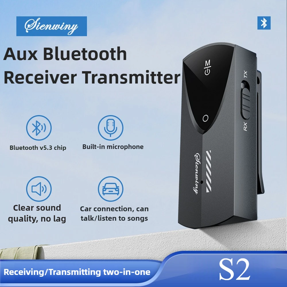 

S2 Портативный автомобильный приемник/передатчик Bluetooth 5.0 — беспроводной аудиоадаптер для громкой связи и потоковой передачи музыки в транспортных средств