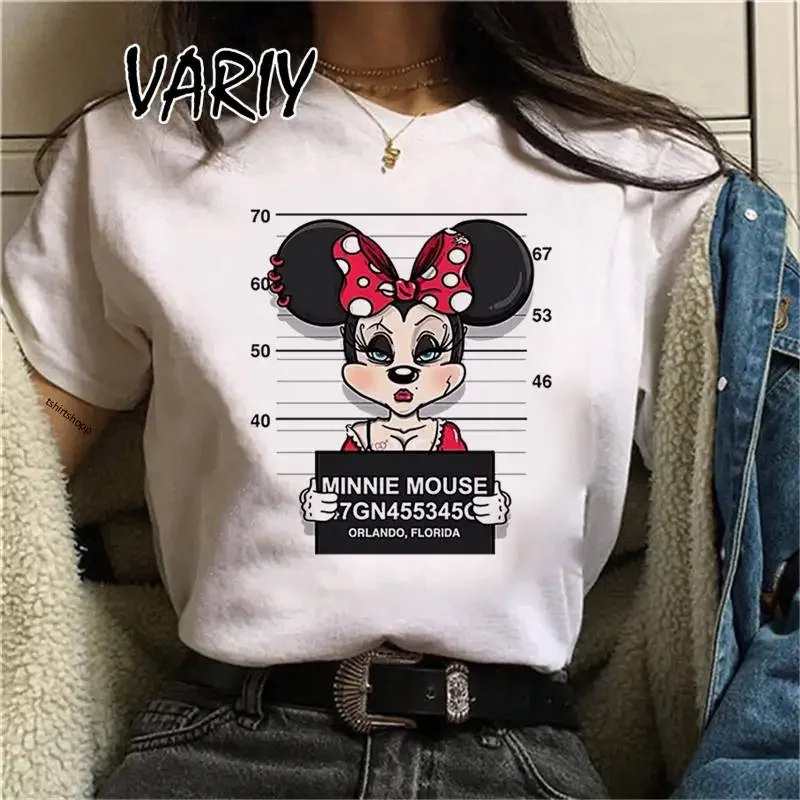 Kawaii Topolino T Shirt Donna Harajuku Carino a maniche corte 2024 Minnie T-shirt Divertente Paperino Graphic Tshirt Donna