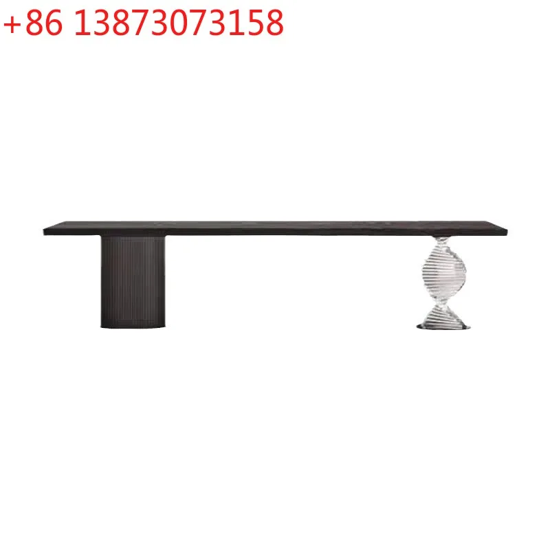 

Italian minimalist solid wood acrylic tea table New Chinese large board desk Bench tea table Suspended dining table