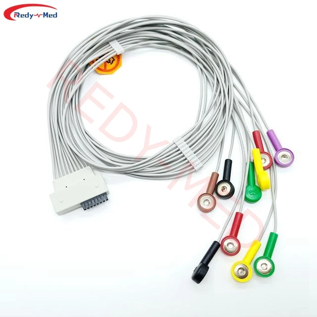 Accessories Electrocardiogram Holter Cables Snap 10 leadwires Compatible for Cardioline