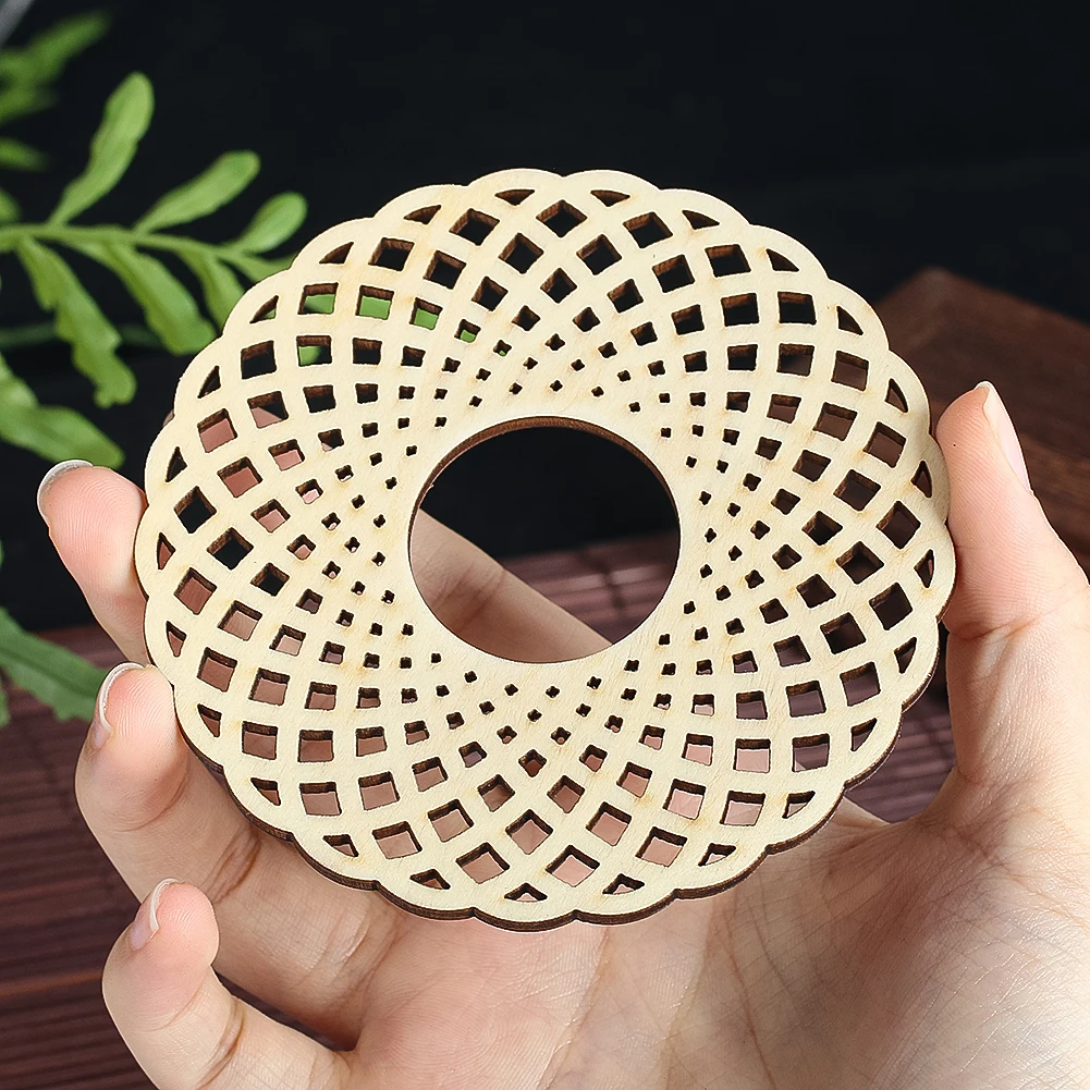 2PC Openwork Geometry Grid Lattice Laser Cutting Mandala Flower Insulation Coasters Tableware Mats Pads Crystal Plank Prop