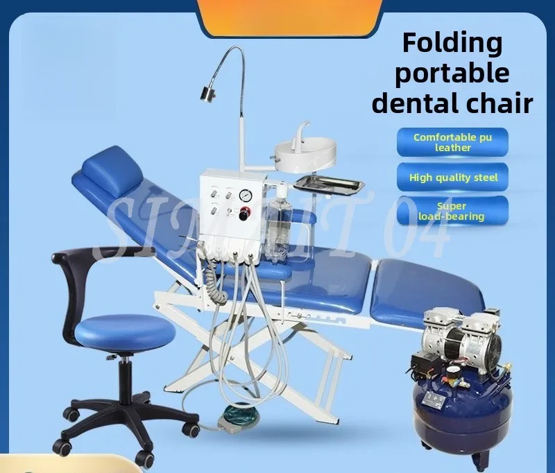 

Dental Portable Folding Chair Lightweight Easy To Carry Turbine with Light with Spitto