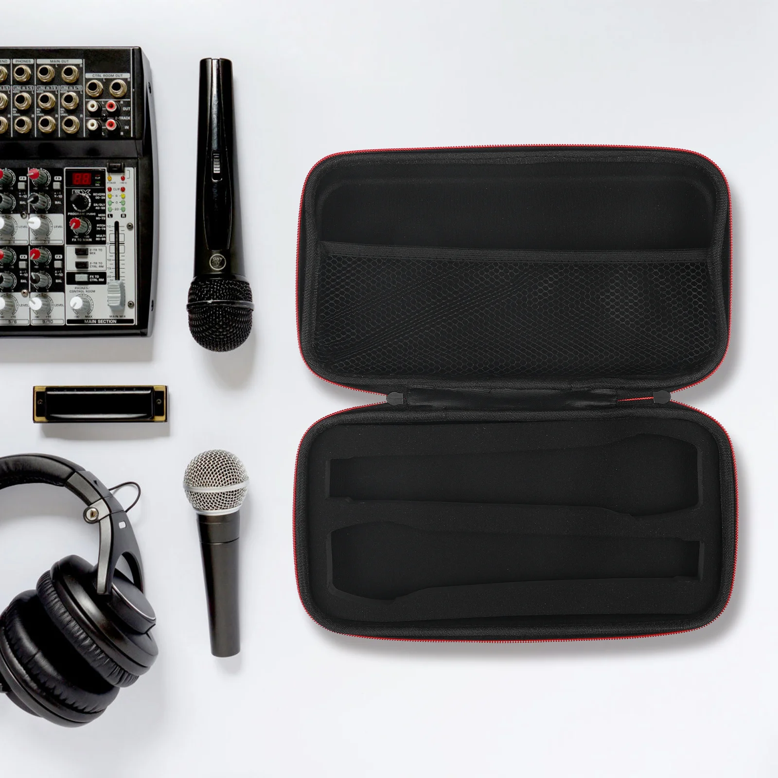 

Dual Microphone Case Portable Carrier Bag Protective Zipper Storage Lightweight Mic Travel Pouch Microphone Case