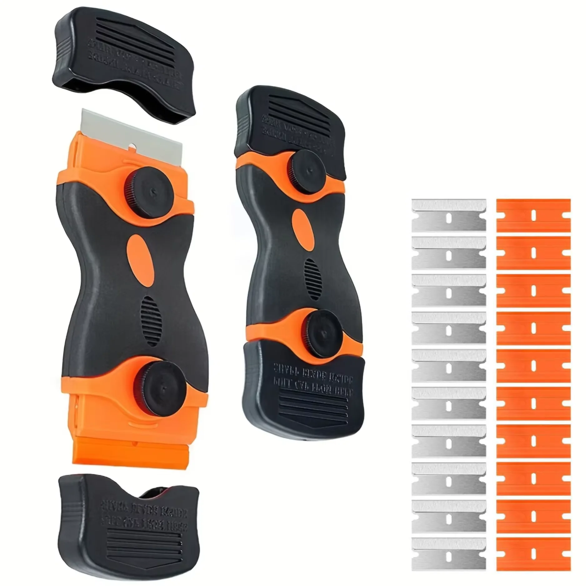 21pcs Razor Blade Scraper Double Edge Razor Scraper Remover Tool with Razor Blades for Labels Stickers Decals Removal Tint Vinyl