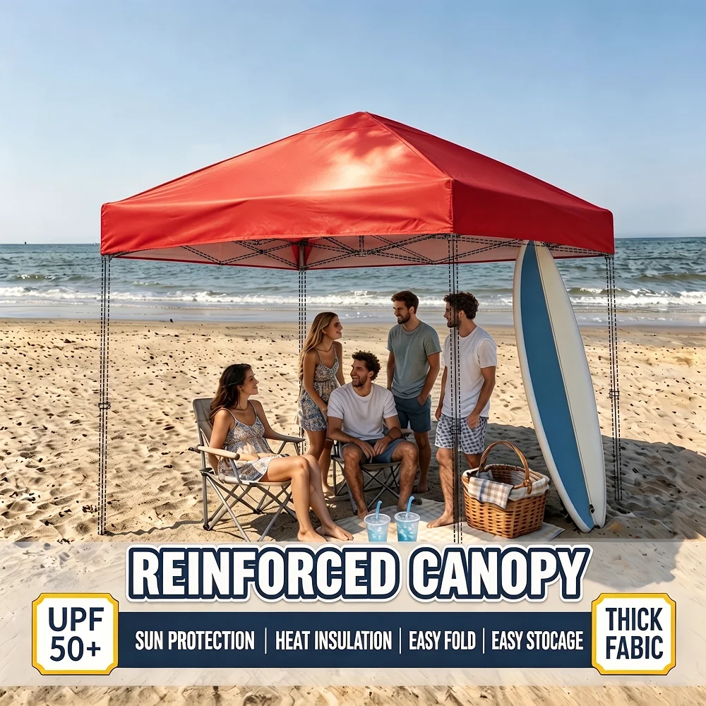 1 Piece of High-Uv Protection Ruby Red Hollow Frame Tent Top Fabric, Thickened, Wear-Resistant, Tear-Resistant, Heat-Insulating and Cooling, Suitable for Outdoor Quick-Open Tents, Beach Camping, Market Stalls, Easy to Store and Replace Tent Accessories
