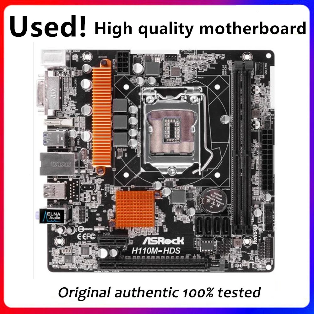 LGA1151 For ASRock H110M-HDS Original Used Desktop Intel H110 DDR4 32GB Motherboard LGA 1151 USB3.0 SATA3