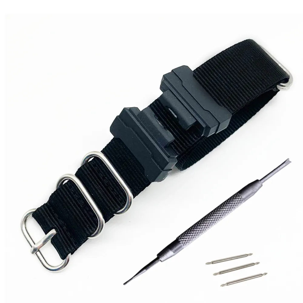 16mm Adapters+ HD Conversion RAF Nylon Watch Band Strap Kit for GShock MIL-Shock 5600 GWM5610 DW6600 GW6900 2310 G100