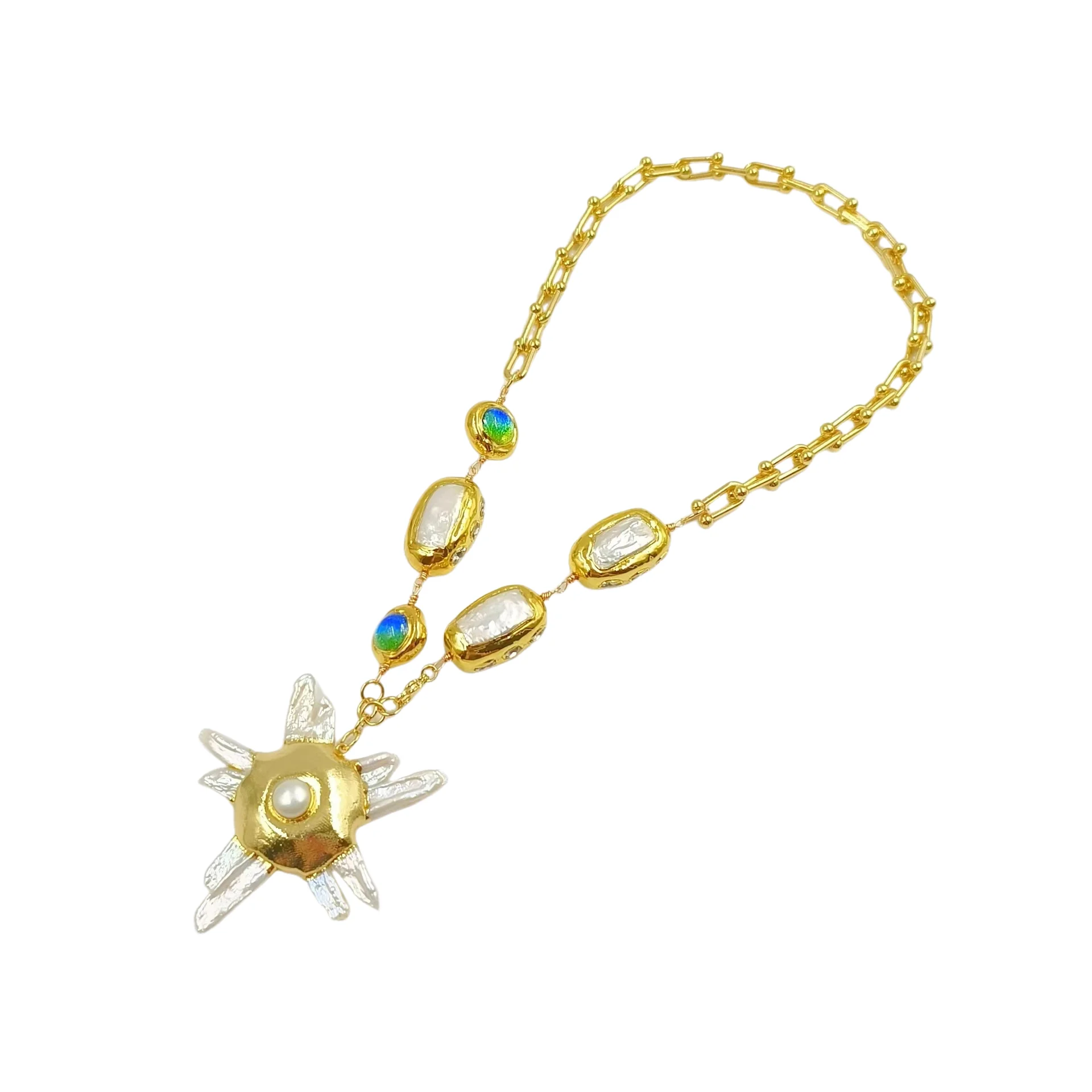 قلادة لؤلؤ المياه العذبة للنساء سحر الخرز الملون الفاخرة مبالغ فيها 19 بوصة القلائد الطرف سلسلة طوق المختنق