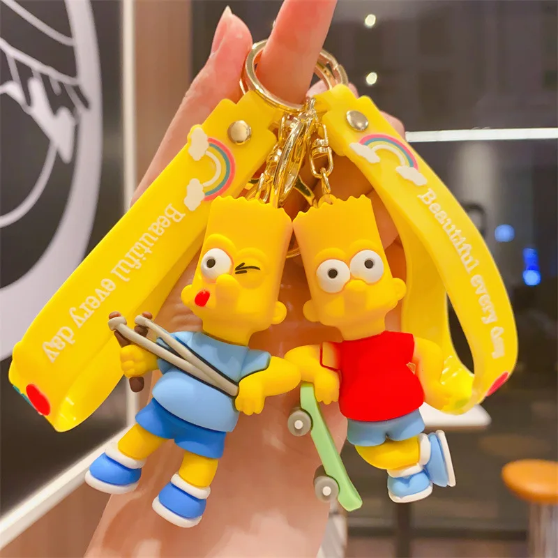 أنيمي عائلة سمبسنز المفاتيح الكرتون لطيف أنيمي الشكل بارت هومر مارج ليزا كيرينغ ظهره الديكور مفتاح السيارة هدايا عيد الميلاد