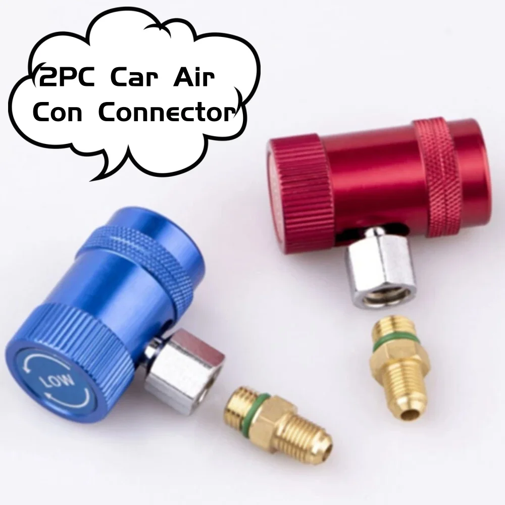 

2PC Car Air Con Connector For A/C Manifold Gauge Adapter R1234yf Low/High Coupler Durable Auto Air Conditioner Parts