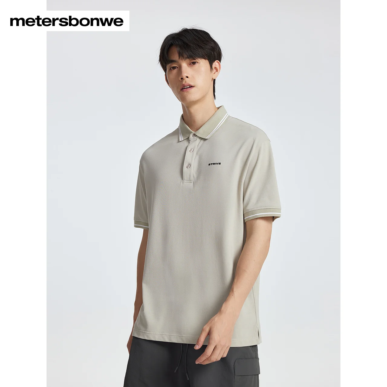 Metersbonwe Lapel Short-sleeved T-shirt for men, Pure Color Knit Casual New design Polo Tops, summer image 5