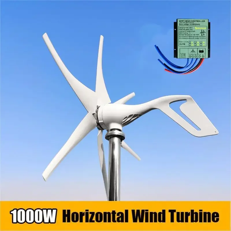 Saudi Arabia Warehouse 1000W Final Sale Wind Turbine Portable Windmills Free Energy Power Generator Combine with Solar Panels