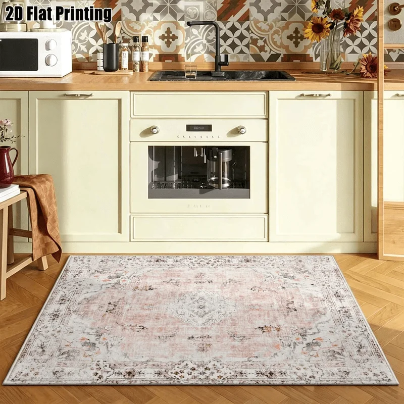 1Pc European Palace Retro Floral Carpet, Bohemian Style Decorative Carpet, Suitable for Living Room, Bedroom, Dining Room, Bedside, Indoor and Outdoor Patio, Home Decoration Accessories