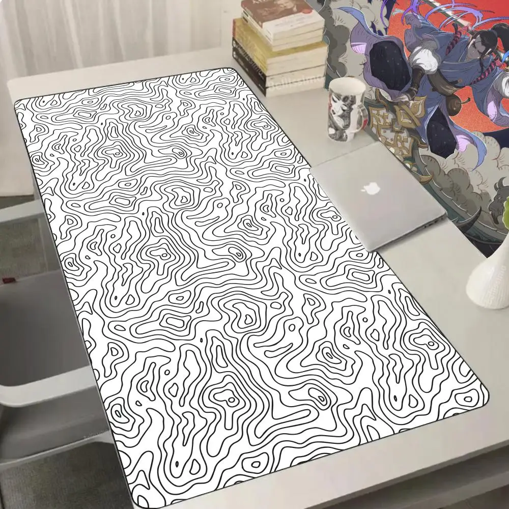

Коврик для мыши Gamer White Contour Lines XL HD Custom New Коврик для мыши XXL Коврики для мыши из натурального каучука Офисные коврики для мыши Настольный коврик для мыши