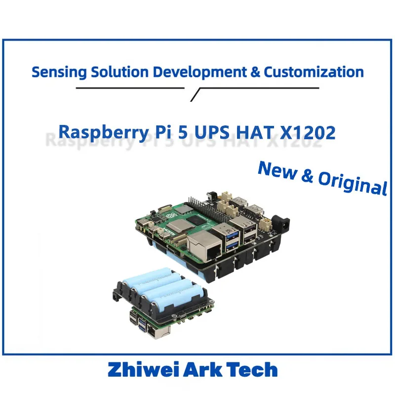

Geekworm X1202 UPS HAT for Raspberry Pi 5, 4-Cell 18650 Battery Backup, 5.1V/5A Power Management Board