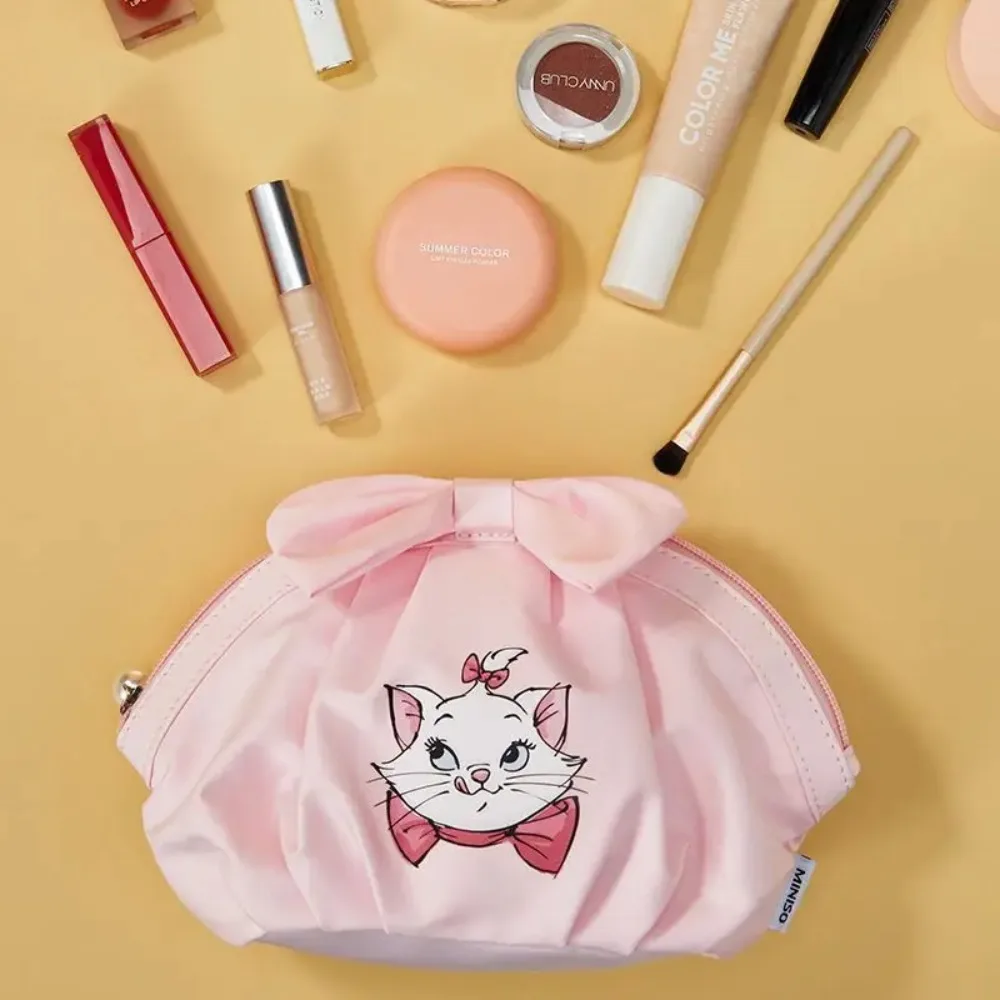 Borsa per cosmetici MINISO Disney Anime Marie Cat Cartoon Cute Make Up Organizing Bag borsa da viaggio portatile di grande capacità