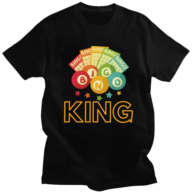 

Custom Bingo King T Shirts Men 100% Cotton Tees Tshirts Short Sleeve Fashion T-shirt Clothing